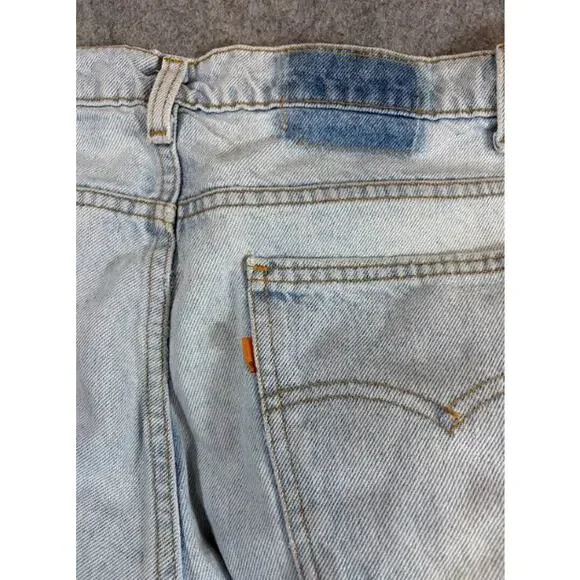 Vintage 60s 70s Levis Orange Tab Jeans Men 36x34 Blue Light Wash Tapered STAINED - Picture 5 of 10